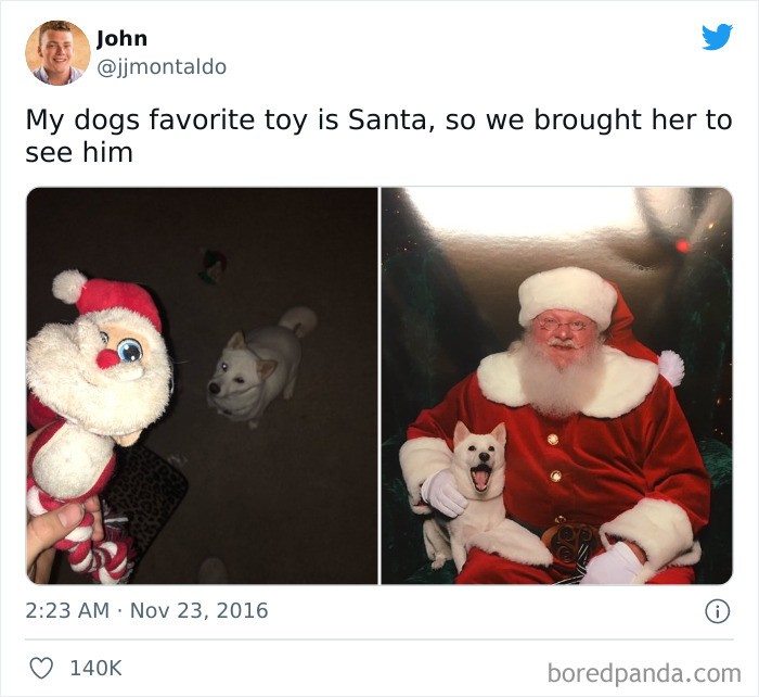 "Ulubioną zabawką mojej suczki jest Mikołaj, więc zabraliśmy ją na spotkanie z prawdziwym."