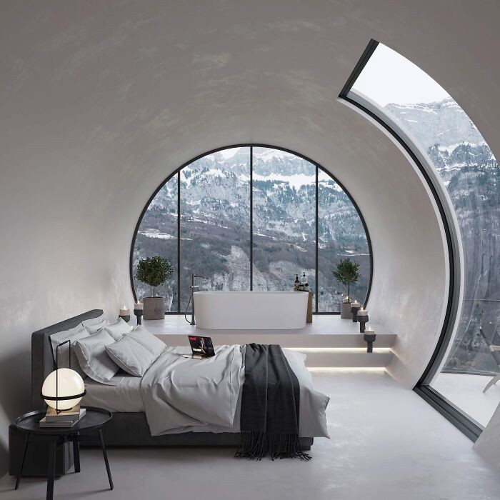 Minimalistyczny pokój hotelowy w tureckich górach
