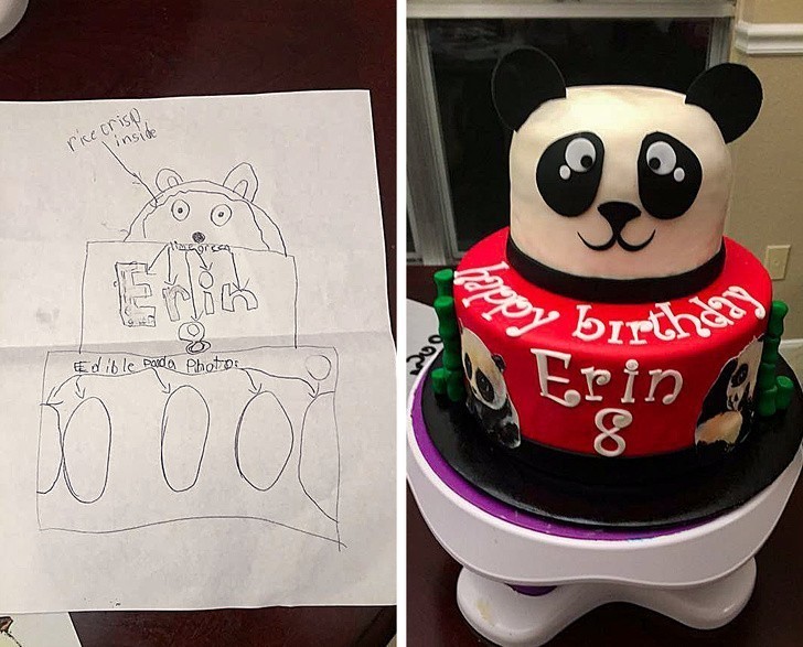 20. „Córka narysowała ciasto, które chciała na 8 urodziny. Zamówienie przeszło nasze oczekiwania.”