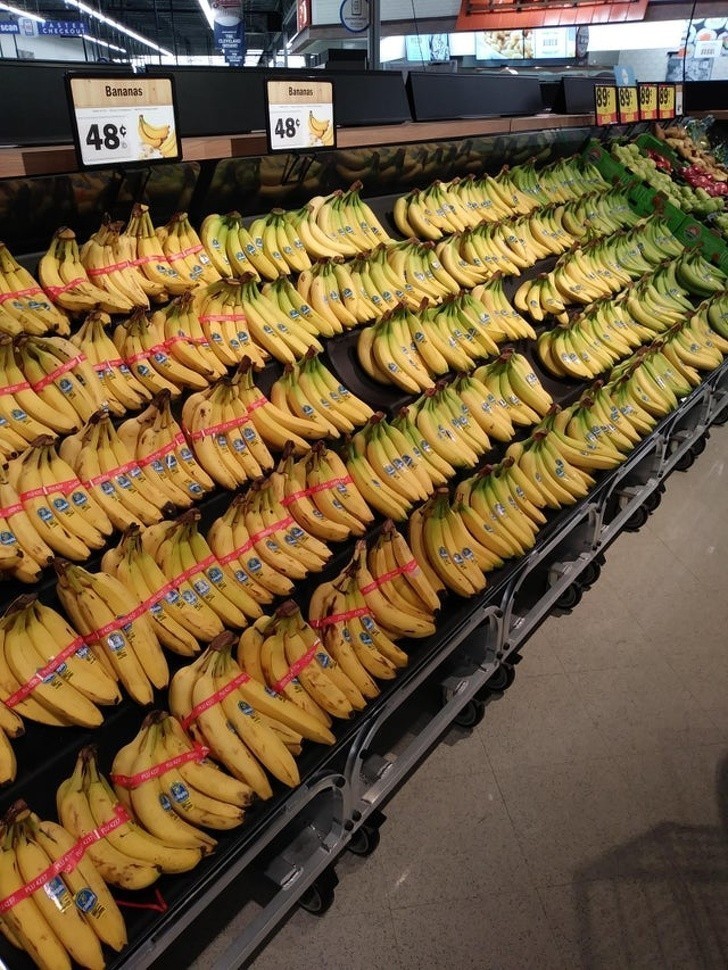 15. Banany w sklepie, ułożone zgodnie ze stopniem dojrzałości