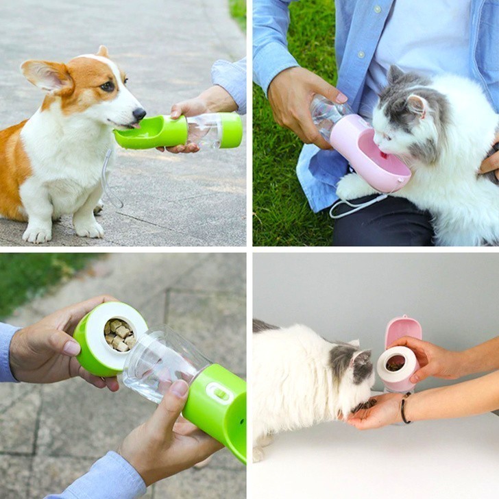 8. Butelka dla zwierzaków, umożliwiająca przechowywanie jedzenia i wody