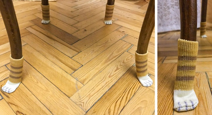 Przytulne skarpetki dopilnują, by krzesło nie zadrapało podłogi.