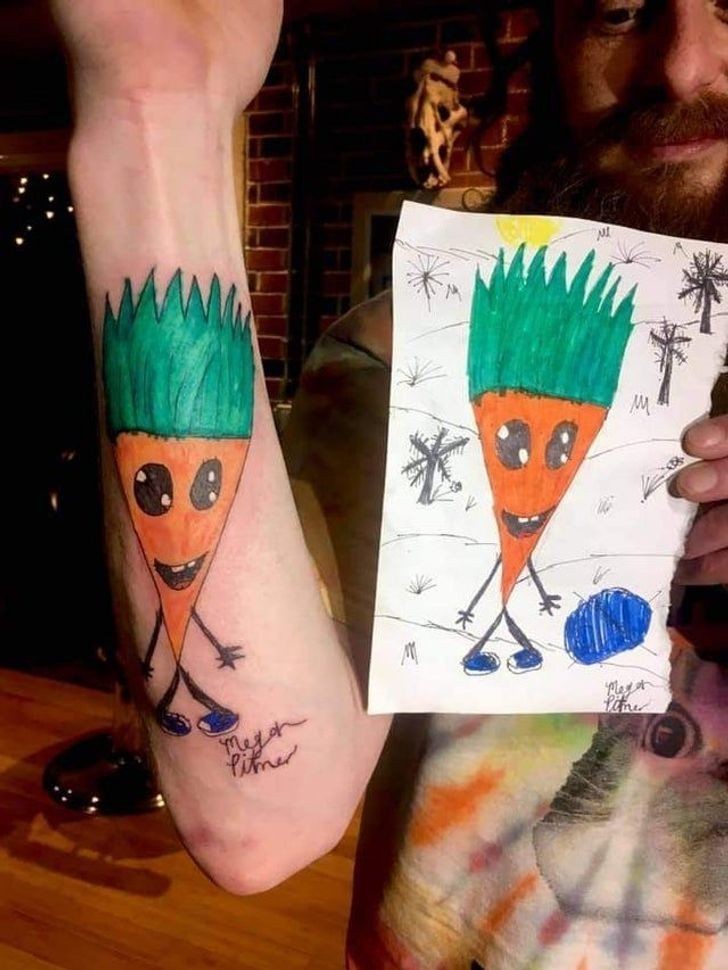 9. "Ten ojciec zrobił sobie tatuaż rysunku jego syna."