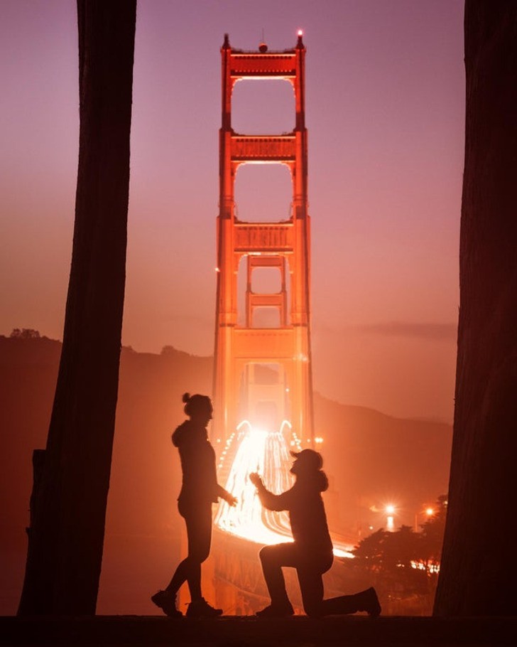 Oświadczyny na tle Golden Gate Bridge