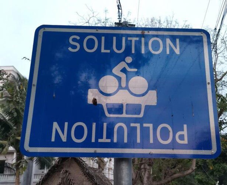 Znak zachęcający do korzystania z rowerów