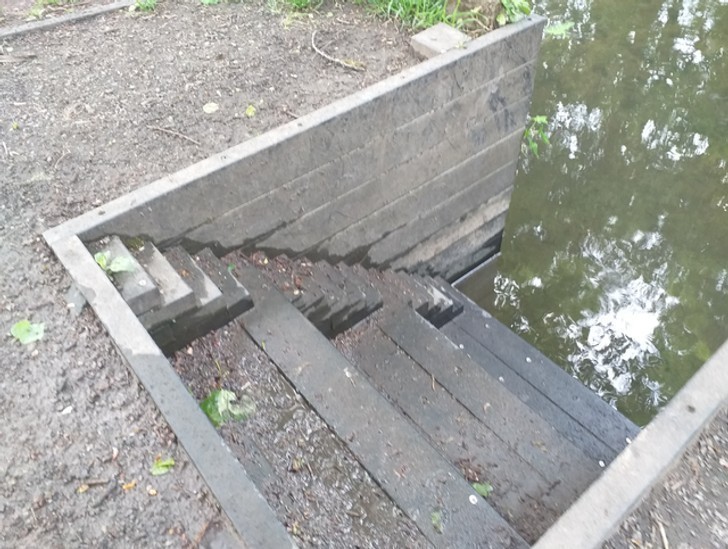 4. Kanał z małymi schodkami, pozwalającymi kaczkom na wchodzenie i wychodzenie z wody