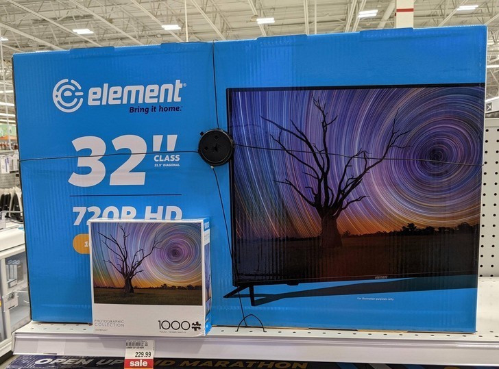 "Ten telewizor wykorzystuje ten sam obrazek, co puzzle, które zamierzam kupić."