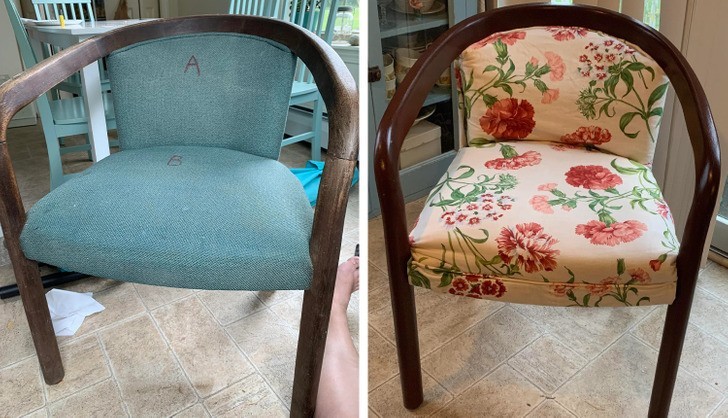 „Krzesło za 5 dolarów przed i po”