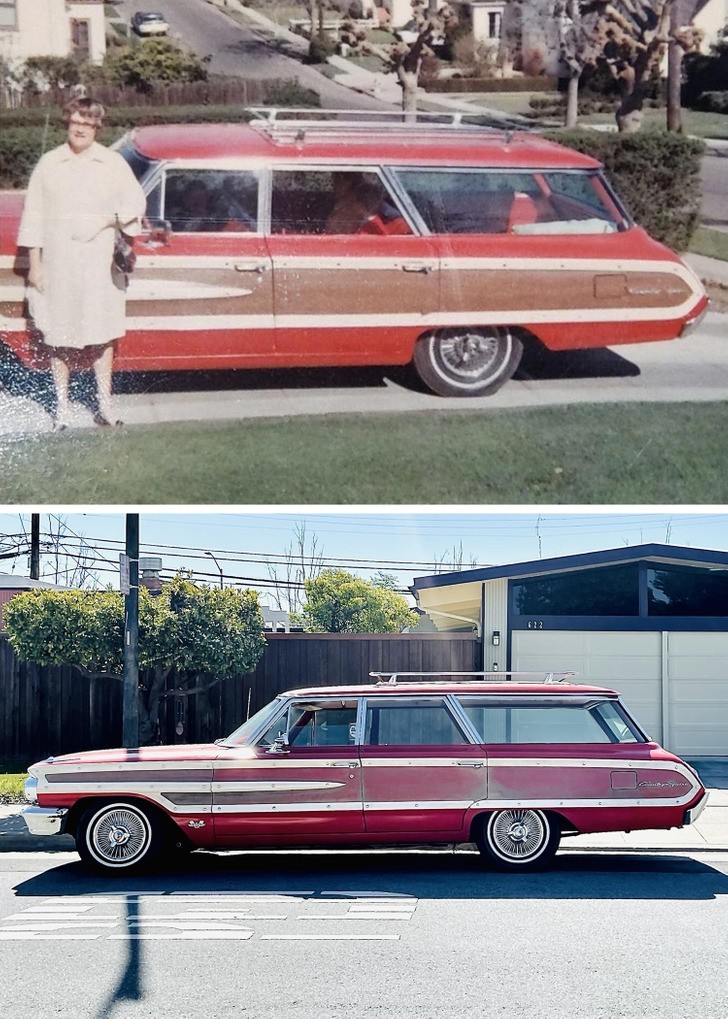 "Ford Country Squire z 1964 roku kupiony przez moich dziadków. Do dziś jest w naszej rodzinie - należy już do trzeciego pokolenia z kolei."