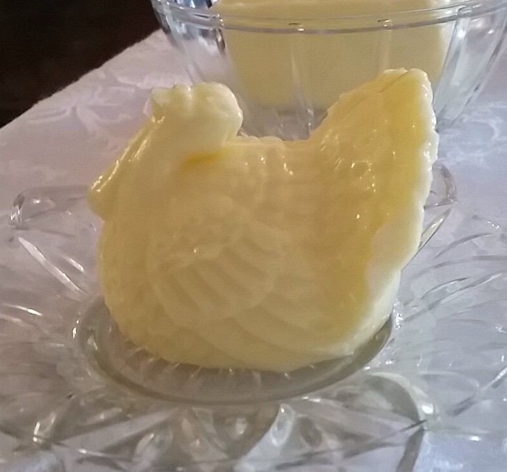 "Moja ciocia przyniosła masło w kształcie indyka na nasz obiad w Święto Dziękczynienia."