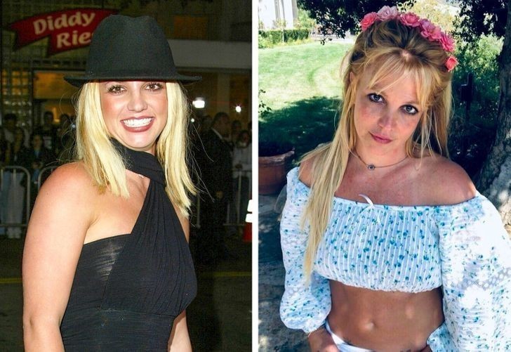 8. Britney Spears (2002 vs 2021)