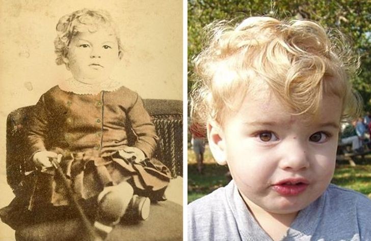 "Mój roczny synek w 2004 i jego pra-pradziadek w tym samym wieku w 1882"
