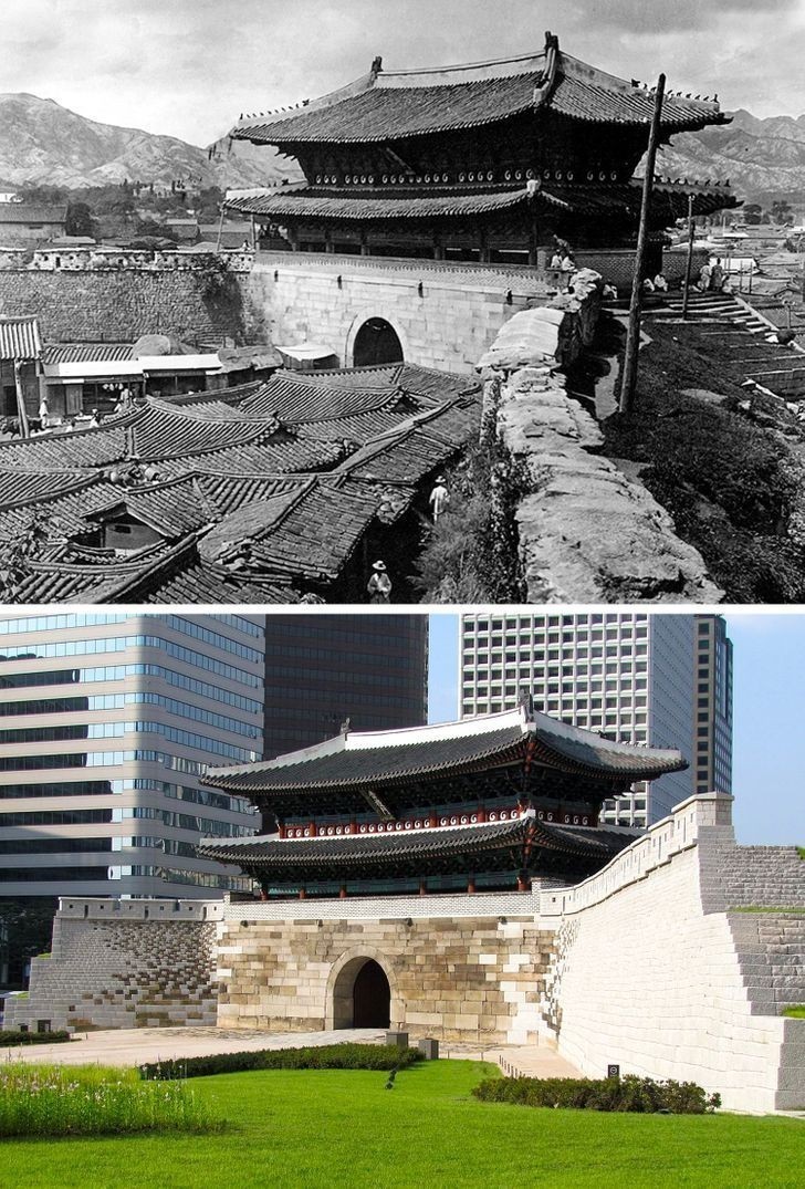 Brama Sungnyemun w Seulu - 1904 i dziś