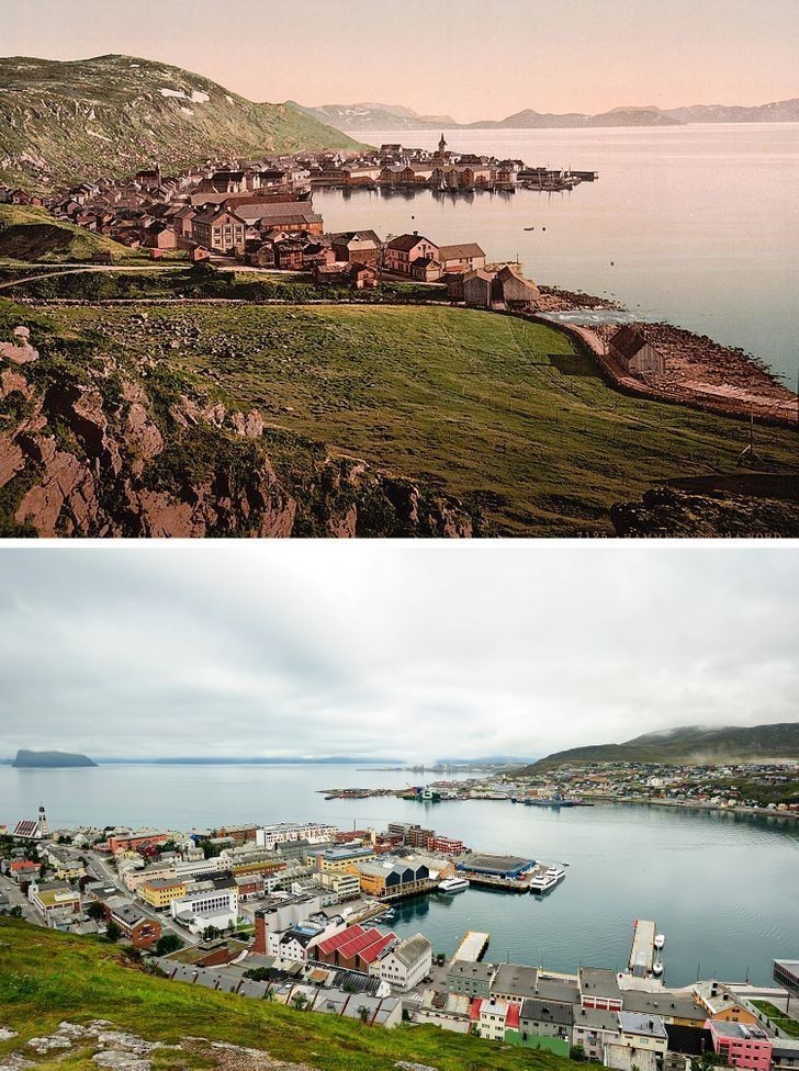 Norweskie miasto Hammerfest około 120 lat temu i dziś