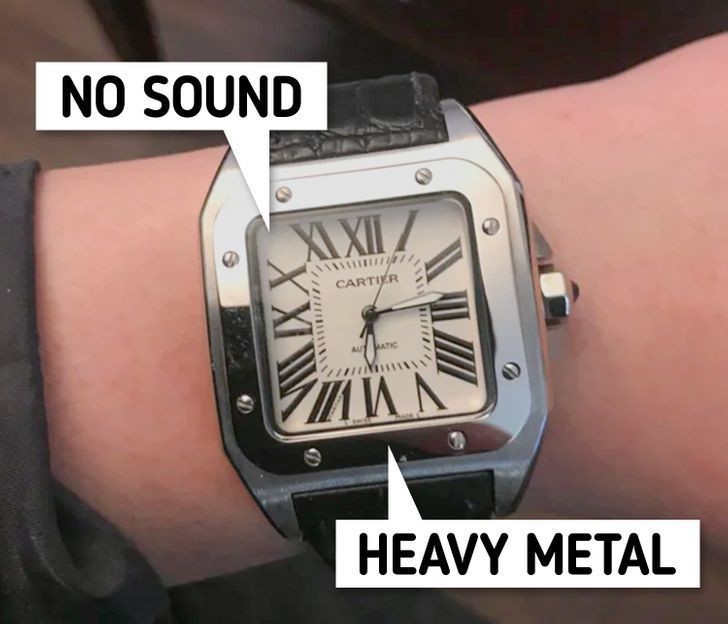 2. Sprawdź metal i dźwięk na drogich zegarkach.