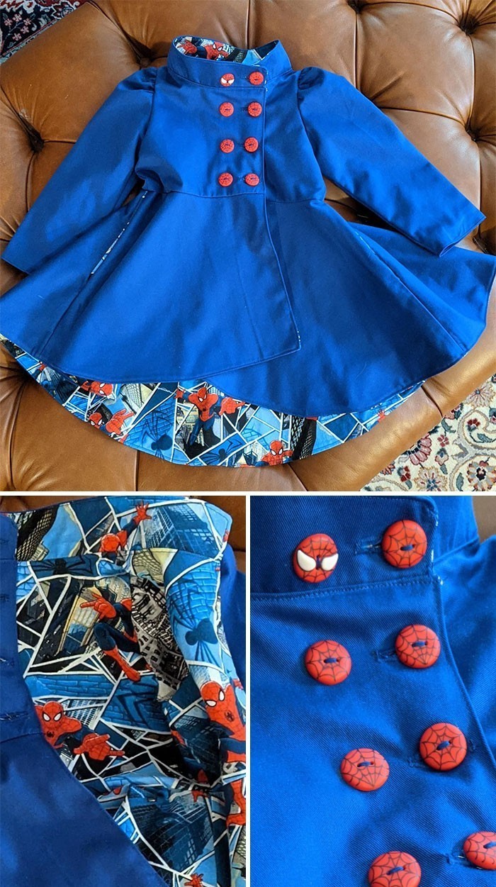 8. Płaszczyk dla mojej 2-letniej siostrzenicy mającej obsesję na punkcie Spider-Mana