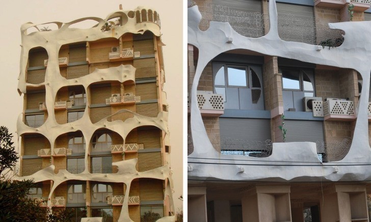 "Interesujący budynek w Tel Awiwie, inspirowany stylem Gaudiego."
