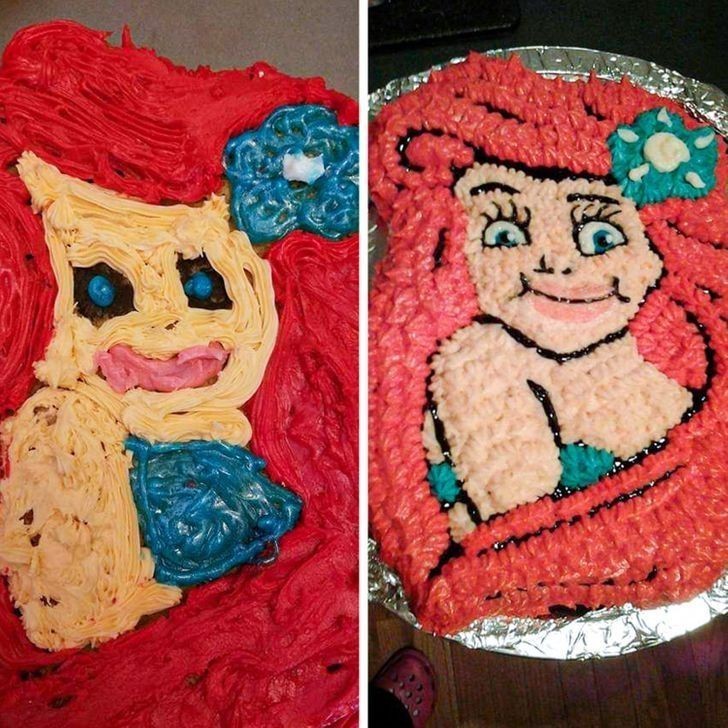 1. "Spróbowałam upiec siostrzenicy tort w kształcie Ariel z okazji jej trzecich urodzin. Zamiast tego, wyszło mi zombie."