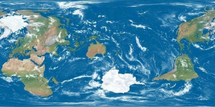Perspektywa mapy świata z Nową Zelandią w centrum