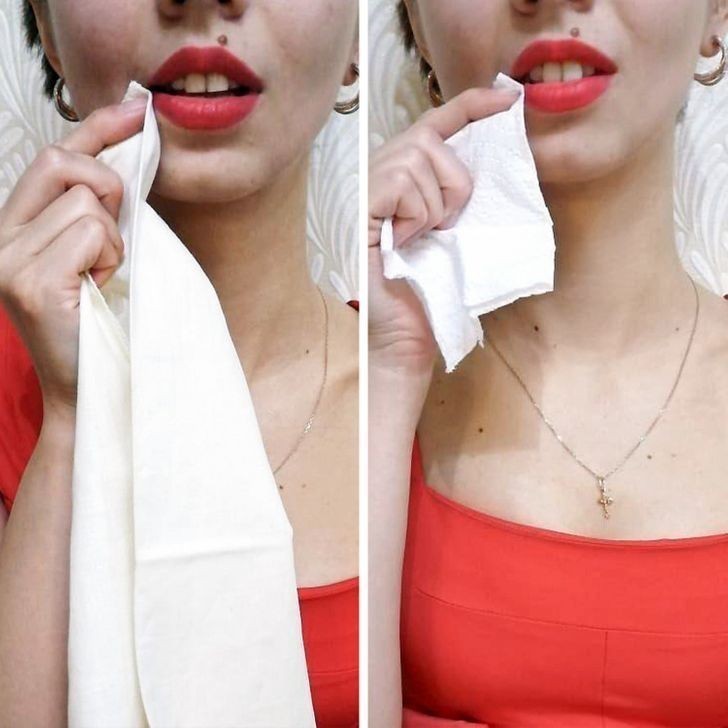2. Unikaj zostawiania śladów szminki na serwetkach.