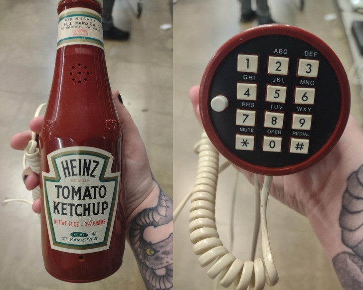 „Znalazłam telefon w kształcie butelki ketchupu.”