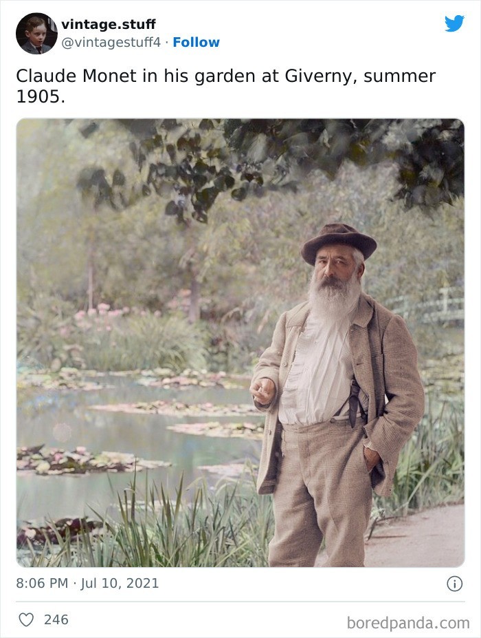"Claude Monet w swoim ogrodzie w Giverny, lato, 1905"