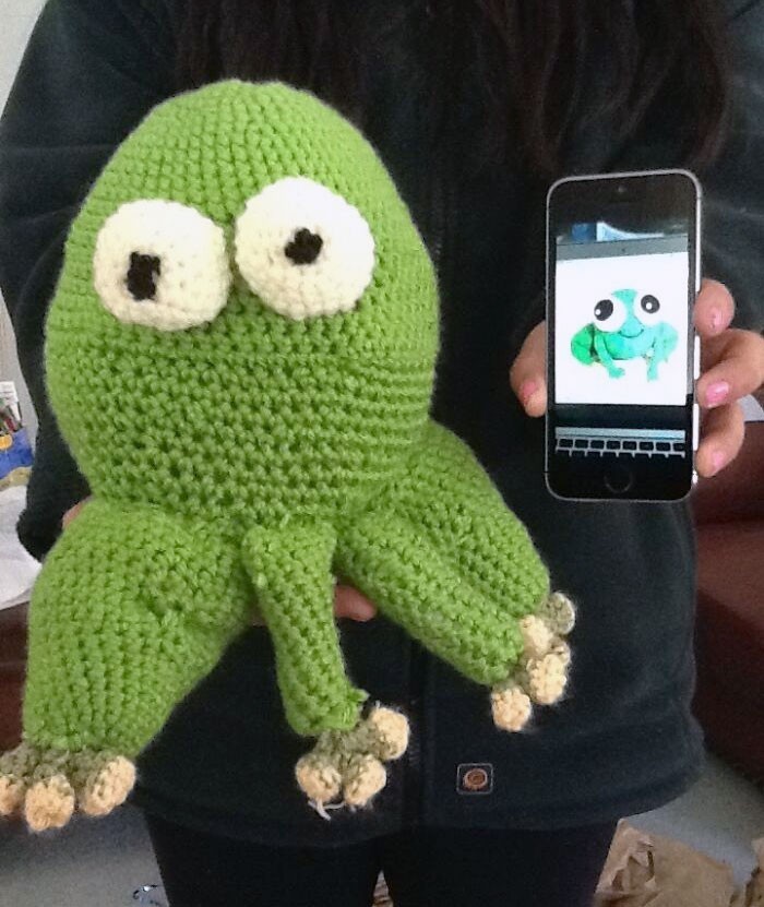 "Chciałam zrobić żabę na drutach dla mojej mamy, ale wszystko poszło nie tak."