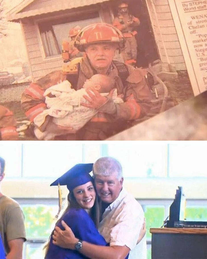14. Ten emerytowany strażak został zaproszony na ukończenie szkoły dziewczyny, którą 17 lat temu uratował z pożaru.