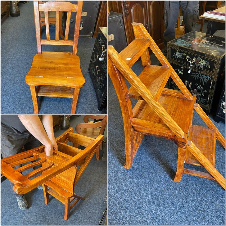 "To krzesło może zmienić się w drabinę."