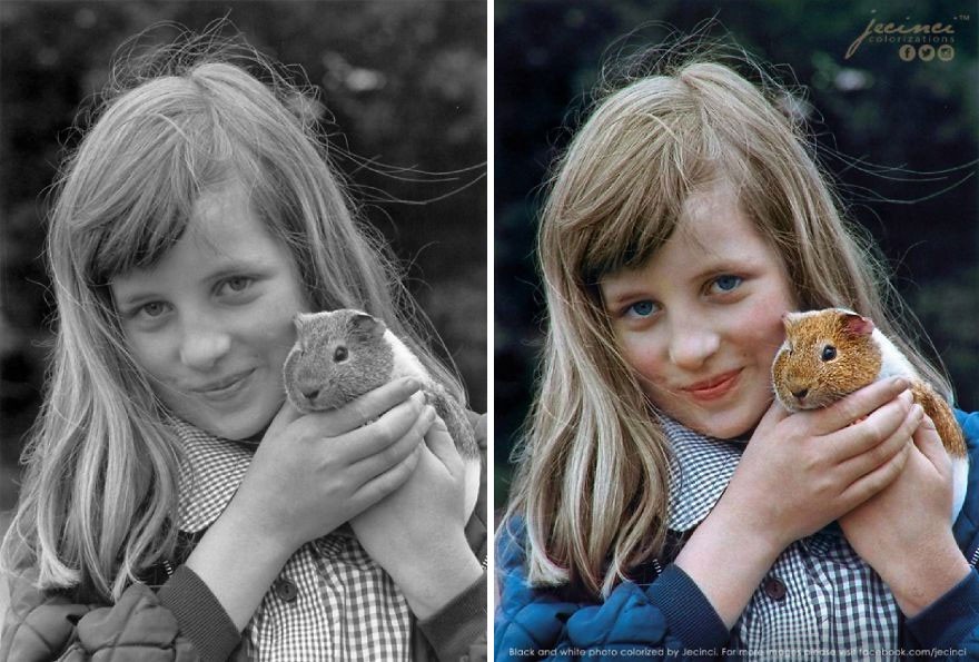 Młoda księżna Diana i jej świnka morska Peanuts, 1972