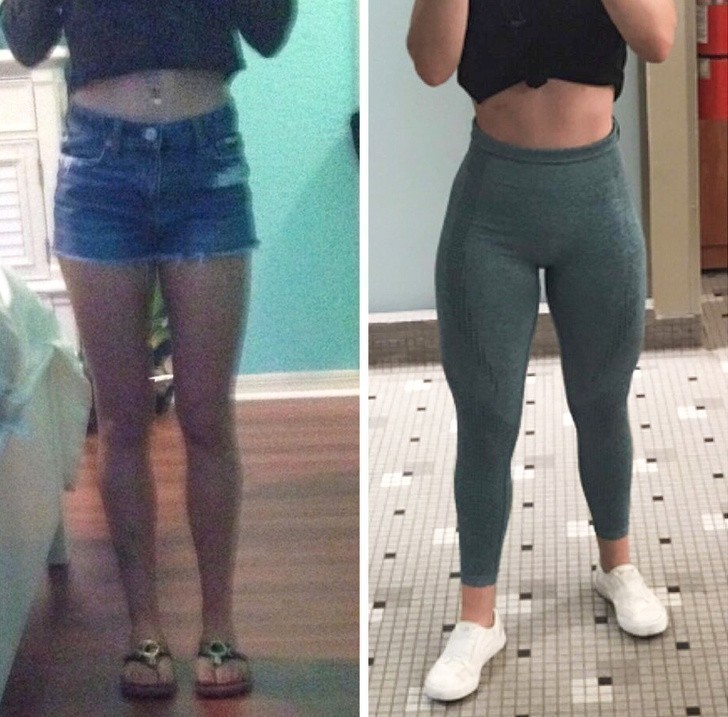 9. "Po lewej 16 lat i 50 kg, po prawej 22 lata i 60 kg - Dopiero od dwóch lat zaczęłam regularnie chodzić na siłownię."