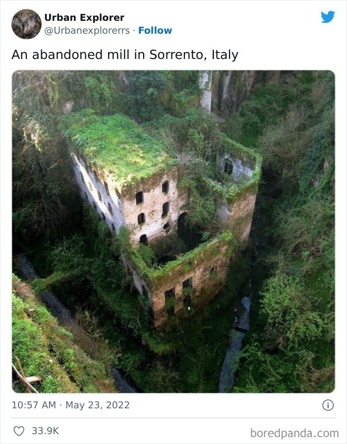 "Opuszczony młyn w Sorrento, we Włoszech"