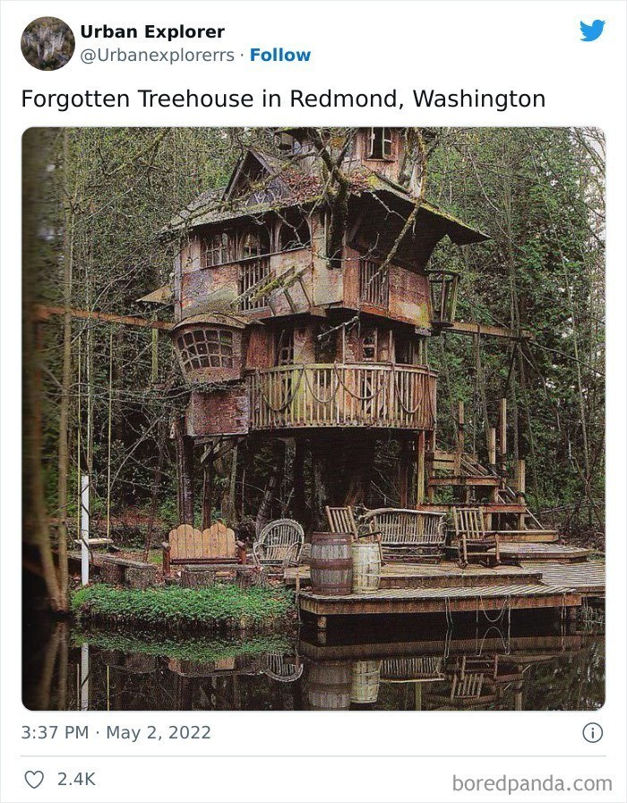 "Zapomniany domek na drzewie w Redmond, w stanie Waszyngton"