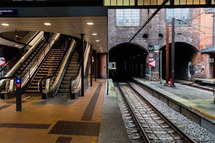 15. Ten peron w Kopenhadze wygląda jak dwa różne zdjęcia.