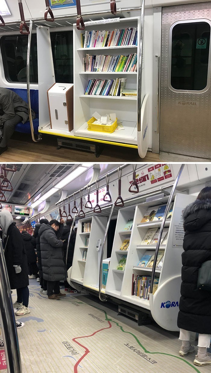 7. Metro w Seulu posiada mini bibliotekę.