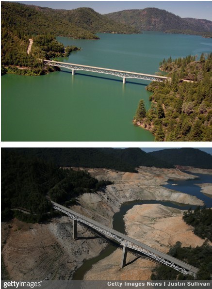 3. W zaledwie 3 lata, kalifornijskie jezioro Oroville wyschło niemal całkowicie.