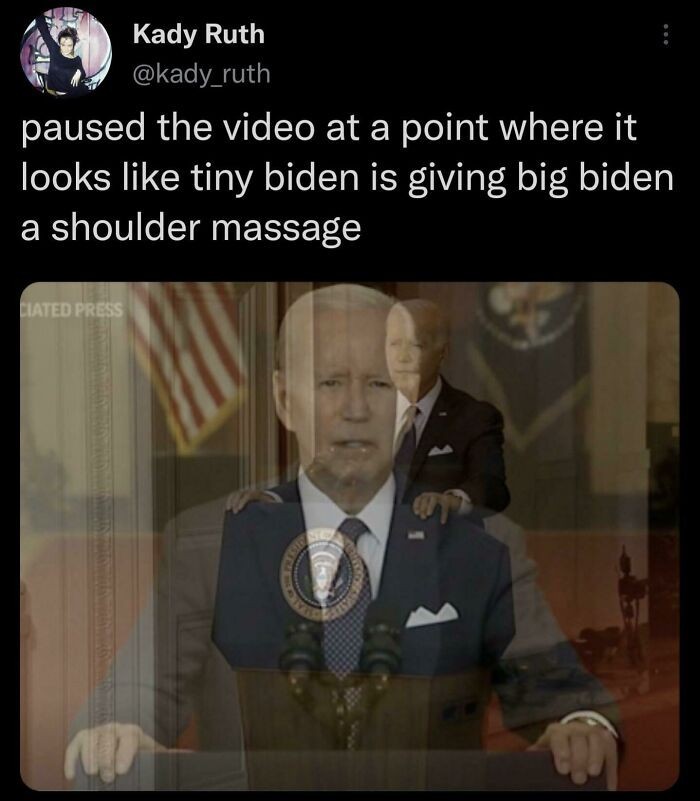 "Zatrzymałam film w momencie, który wygląda, jakby mały Biden masował ramiona dużego Bidena."