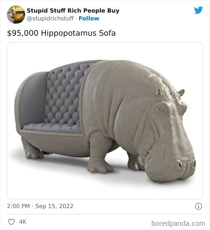 Sofa w kształcie hipopotama za 95 000 $