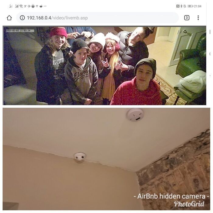 4. Rodzina odkryła ukrytą kamerę z transmisją na żywo w wynajętym mieszkaniu.