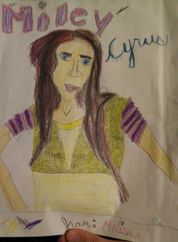 "Rysunek Miley Cyrus autorstwa mojej siostry wygląda bardziej na Nicolasa Cage'a."