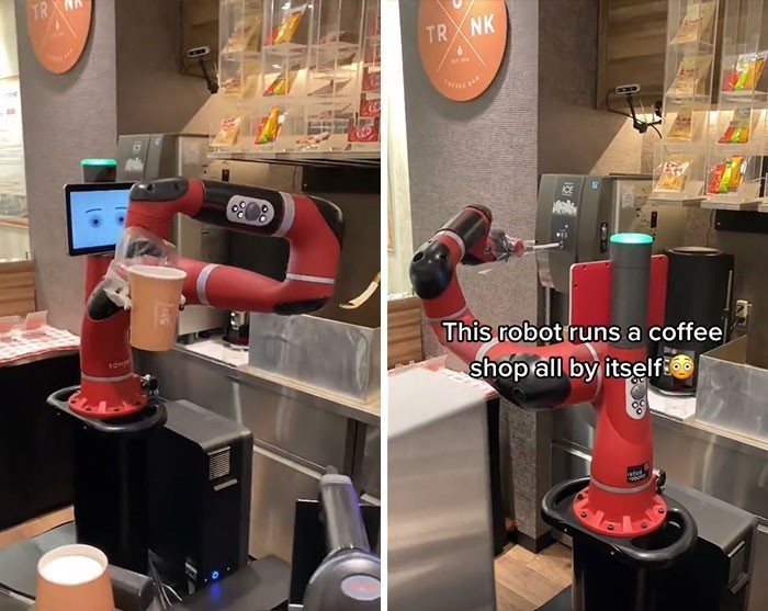 12. Ten robot samodzielnie obsługuje kawiarnię.