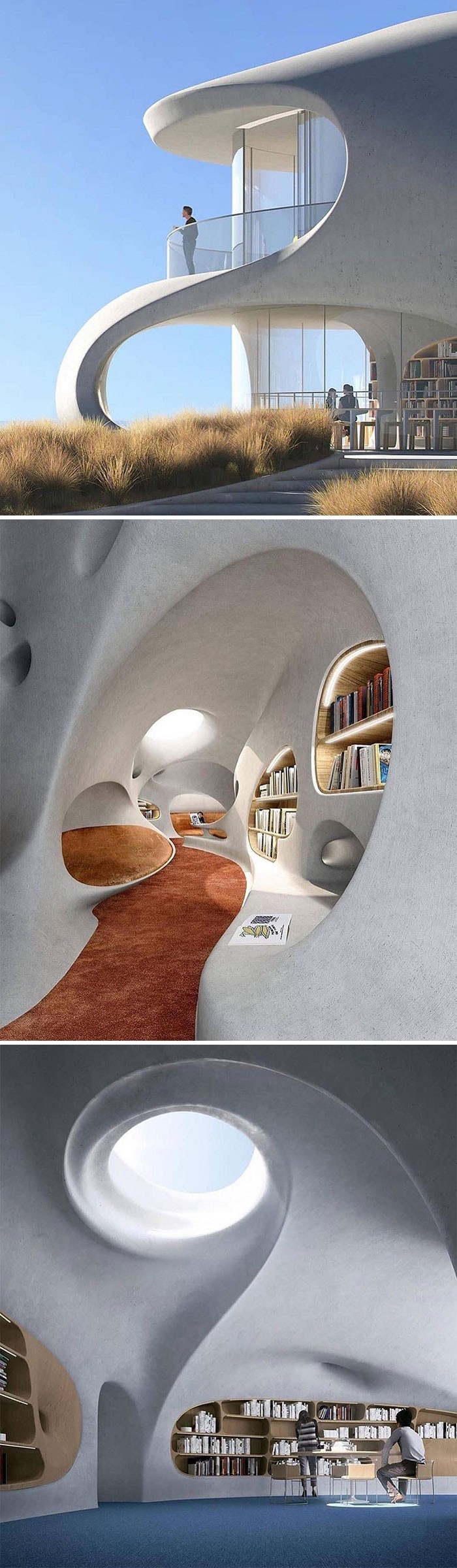 Biblioteka stylizowana na tunel czasoprzestrzenny