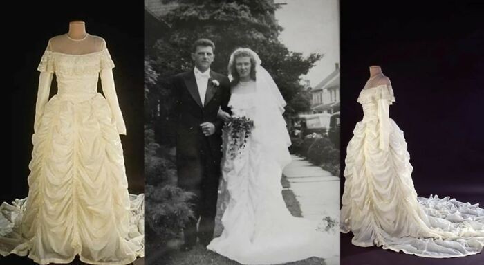 "Suknia ślubna wykonana ze spadochronu, który ocalił życie jej mężowi podczas II wojny światowej"