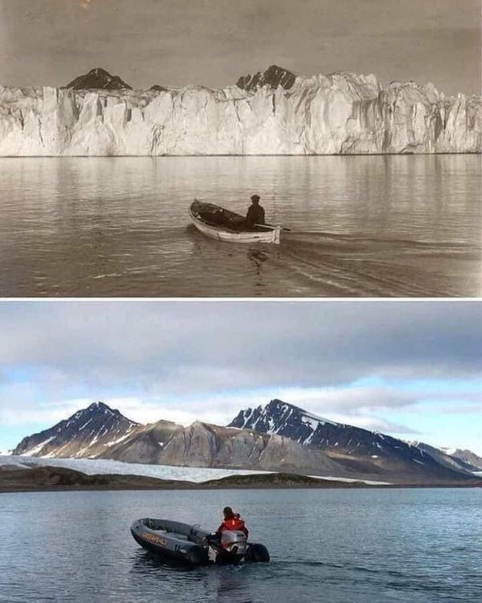 "Ocean Arktyczny sfotografowany w tym samym miejscu, 105 lat temu i dziś"