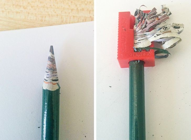 12. "Okazało się, że mój ołówek jest zrobiony z gazet poddanych recyklingowi."