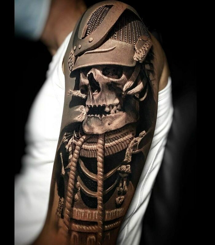 Realistyczny tatuaż samuraja autorstwa Ivankacollado In Annecy
