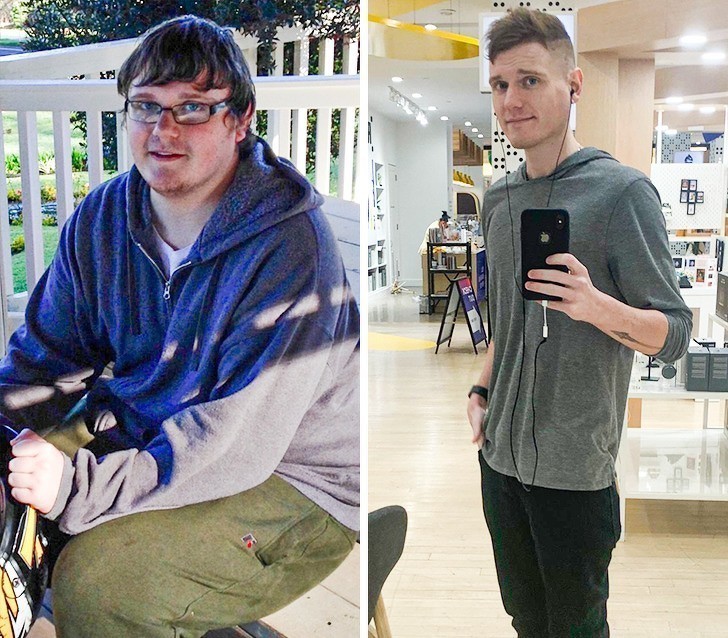 7. "Na początku 2019 roku ważyłem 122 kg. Niecałe 12 miesięcy później, 81 kg."
