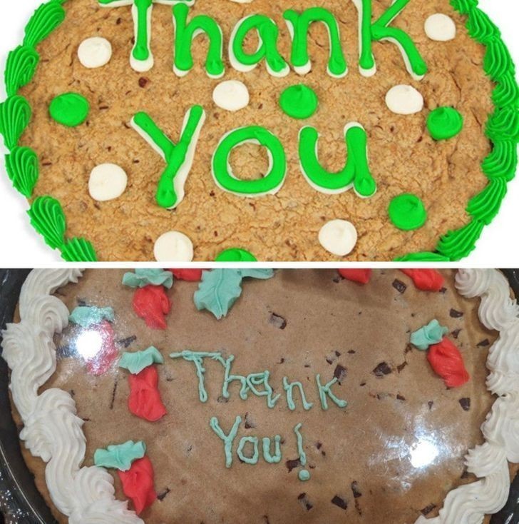 4. „Gdy prosisz ich, by napisali 'dziękuję' na wielkim ciastku...”