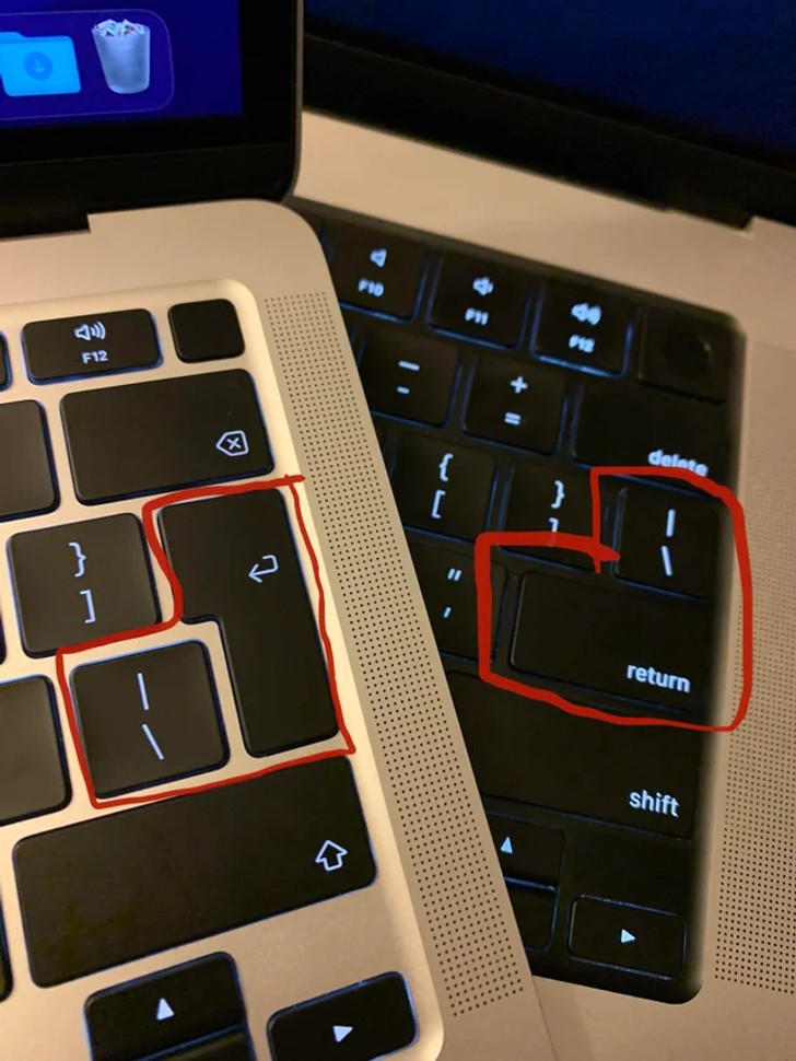 "Układ klawiszy w moich dwóch laptopach jest inny."