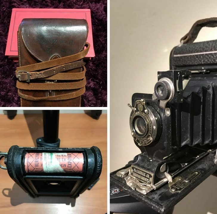 3. „Znalazłem ten aparat w sklepie z używanymi rzeczami. Należał do żołnierza z czasów I wojny światowej. Wciąż jest na nim niewywołany film.”